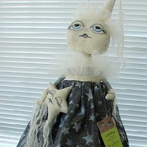 Lunessa-OOAK Primitive Folk Art Moon Star Doll by Brenda Ostrowski